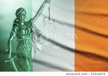 National flag of Ireland with figure of Justice 61620878