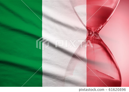 Hourglass over the flag of the Italy Hourglass over the flag of the Italy 61620896