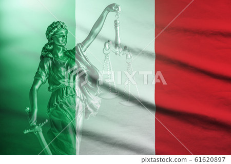 National flag of Italy with statue of Justice National flag of Italy with statue of Justice 61620897