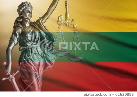 Statue of Justice with scales on Lithuanian flag Statue of Justice with scales on Lithuanian flag 61620898