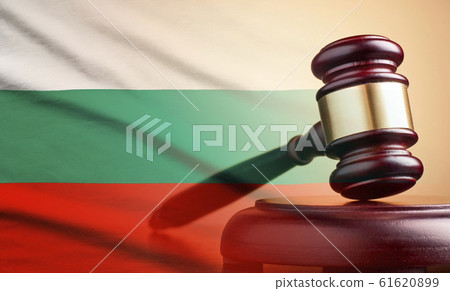Lawyers wooden gavel over the flag of Bulgaria 61620899
