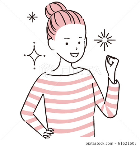 Hand-painted 1color casual woman guts pose Hand-painted 1color casual woman guts pose 61621605