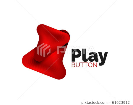 Arrow logo template. Or play or download button logotype template. Minimal geometrical design, 3d geometric bold symbol in relief style with color blend steps effect. Vector Illustration Arrow logo template. Or play or download button logotype template. Minimal geometrical design, 3d geometric bold symbol in relief style with color blend steps effect. Vector Illustration 61623912