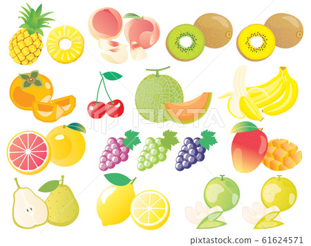 設置插圖的菠蘿，梨，葡萄和瓜果 61624571