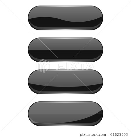 Web glass buttons. Black shiny oval icons 61625993
