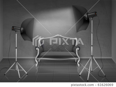 photo studio with sofa and softboxes 61626069