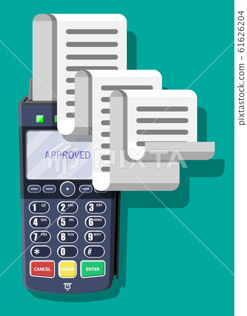 Modern POS terminal. Bank payment device. Modern POS terminal. Bank payment device. 61626204