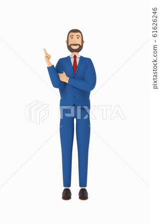Cartoon character, businessman in suit. 3d rendering 61626246
