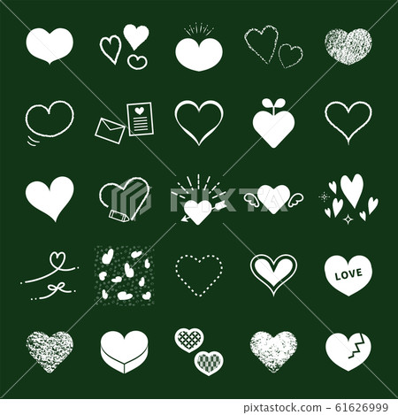 Heart icon set Chalk style on blackboard background 61626999