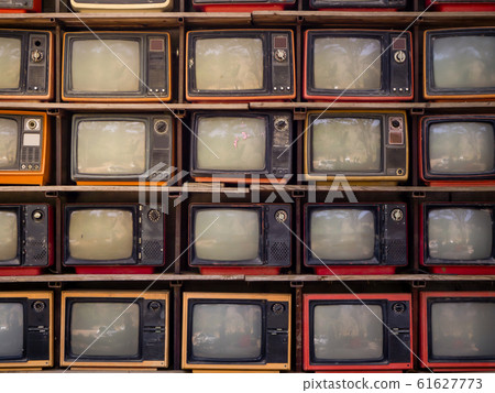 The Pattern wall of pile old retro TV background 61627773