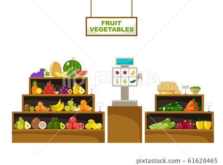 Shopping cart with products. Supermarket 61628465