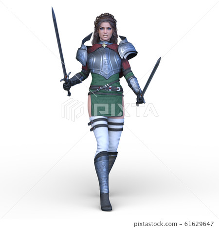Fighting female warrior Fighting female warrior 61629647