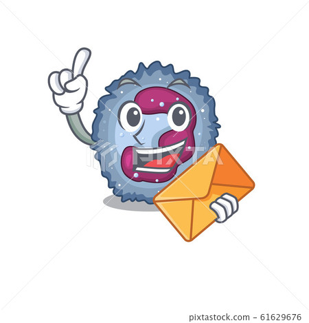 Cheerfully neutrophil cell mascot design with envelope 61629676