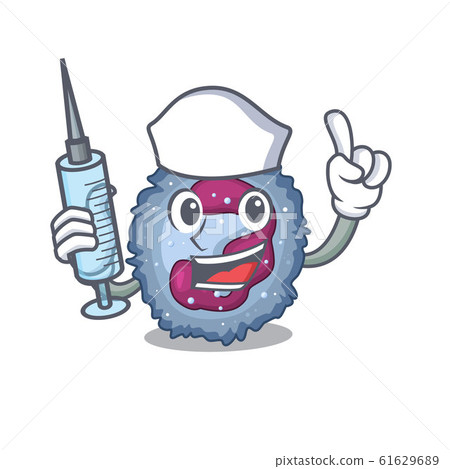 Smiley Nurse neutrophil cell cartoon character with a syringe 61629689