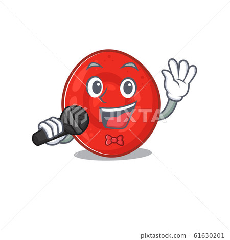 Happy erythrocyte cell singing on a microphone Happy erythrocyte cell singing on a microphone 61630201
