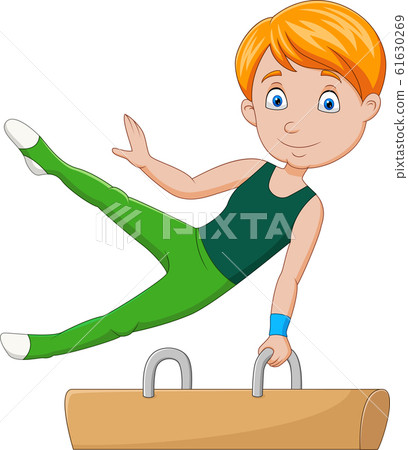 Little boy gymnast doing a pommel horse Little boy gymnast doing a pommel horse 61630269