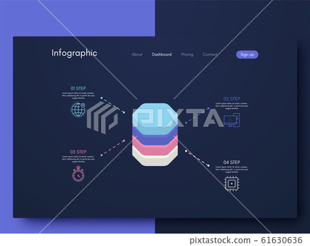 Vector graphics infographics with four options. 61630636