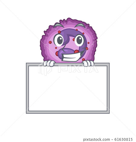 A cute picture of eosinophil cell grinning with board 61630815