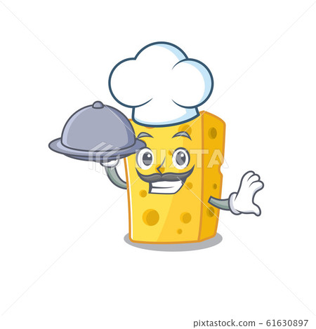 cartoon design of emmental cheese as a Chef having food on tray cartoon design of emmental cheese as a Chef having food on tray 61630897