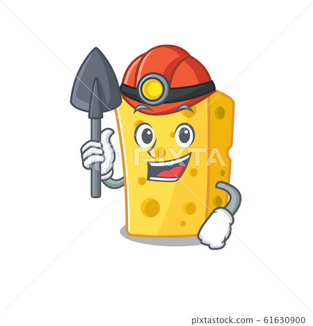 Cool clever Miner emmental cheese cartoon character design 61630900