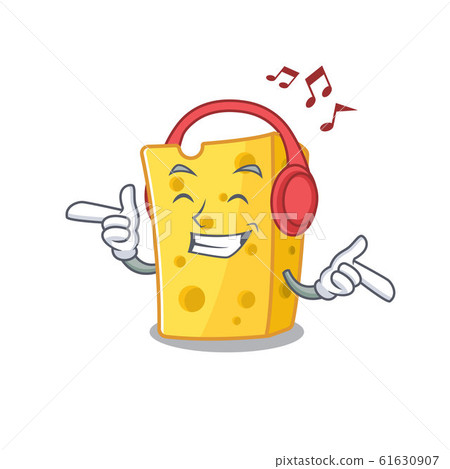 Listening music emmental cheese mascot cartoon character design Listening music emmental cheese mascot cartoon character design 61630907