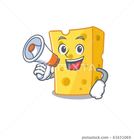 An icon of emmental cheese having a megaphone 61631069