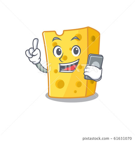 Cartoon design of emmental cheese speaking on a phone 61631070