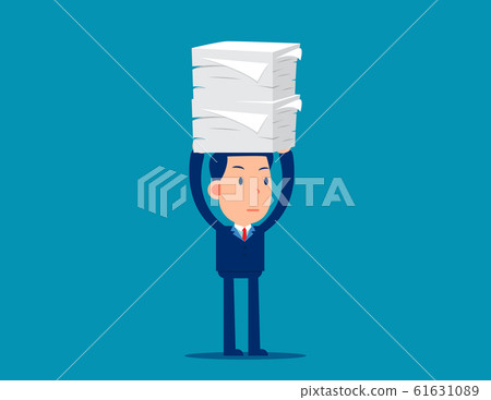 A lot of documents. Workload concept. Cute 61631089