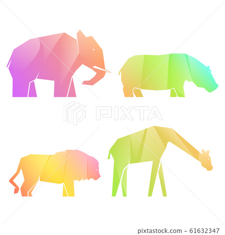Set of gradient african animals in different poses Set of gradient african animals in different poses 61632347