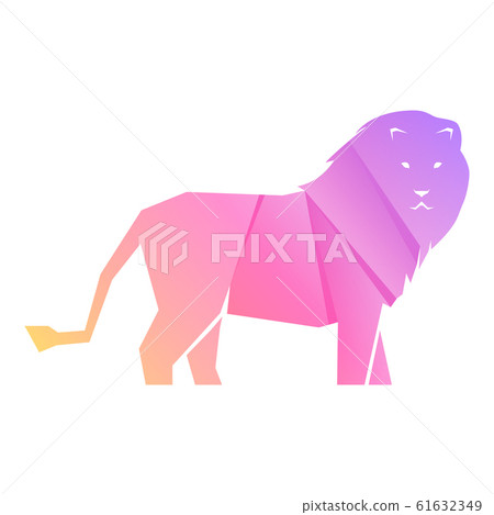 Purple and pink gradient lion isolated Purple and pink gradient lion isolated 61632349