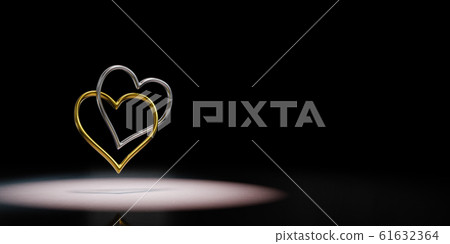Couple of Chained Heart Shaped Rings 3D Illustration 61632364