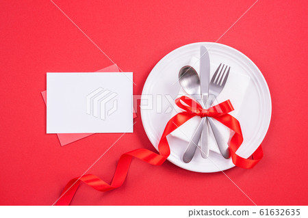 情人節 餐廳 盤子 頂視圖 大餐 Valentine's Day Plate バレンタイン 61632635