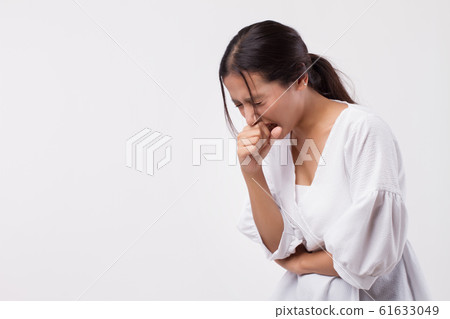 sick asian woman coughing isolated 61633049