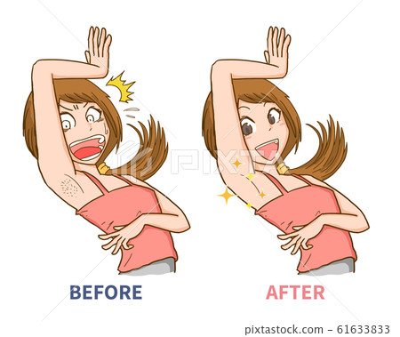 Women's armpits, wasted hair, hair loss, worries, impatience, before and after 61633833