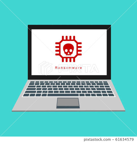 Computer monitor with and red bug viruses around. 61634579