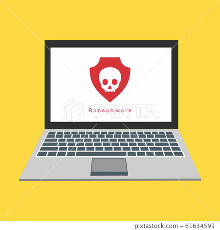 Computer monitor with and red bug viruses around. 61634591