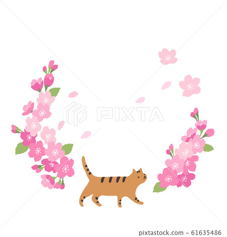 櫻花和貓框架 61635486