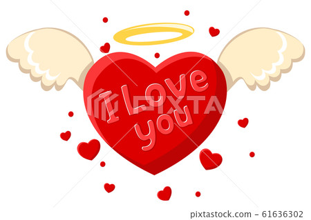 A Heart With Wings And A Halo Flying On A White Stock Illustration