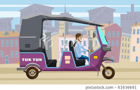 Tuk Tuk Asian auto rickshaw three wheeler... - Stock Illustration  [61636691] - PIXTA