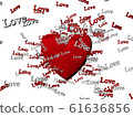 CG of red heart figure and red and white words "Love" floating around it 61636856