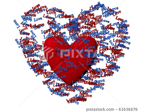 CG of Red Heart and Words Love 61636876