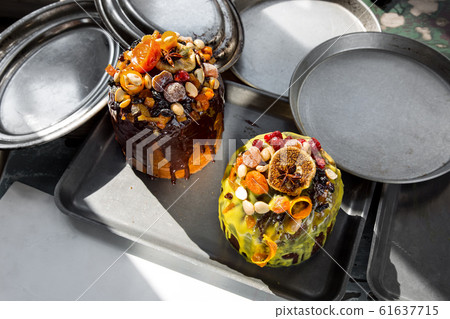 Cupcake with nuts and fruits. The cuisine of Tel 61637715