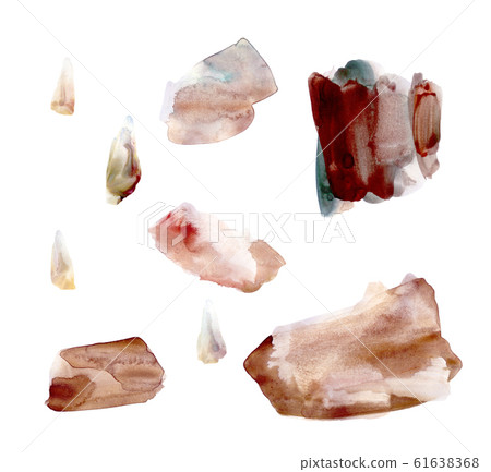 Set of brown hand drawn watercolor stains 61638368