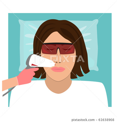 Laser hair removal in professional studio. Upper lip hair removing. Vector illustration Laser hair removal in professional studio. Upper lip hair removing. Vector illustration 61638908