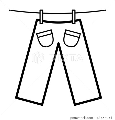 Icon with trousers dries on clothespins. Vector Icon with trousers dries on clothespins. Vector 61638931