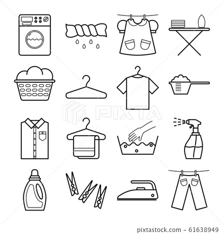 Set of icons with laundry service. Modern vector 61638949