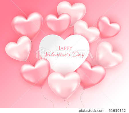 Pink air heart shaped balloons.  61639132