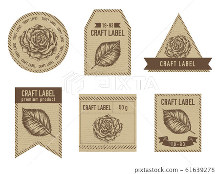 Craft labels vintage design with illustration of roses 61639278