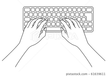 A woman hitting the keyport of a personal computer 61639611