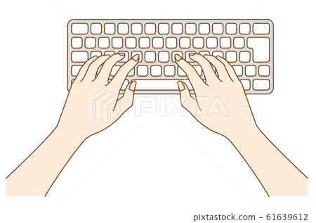 A woman hitting the keyport of a personal computer 61639612